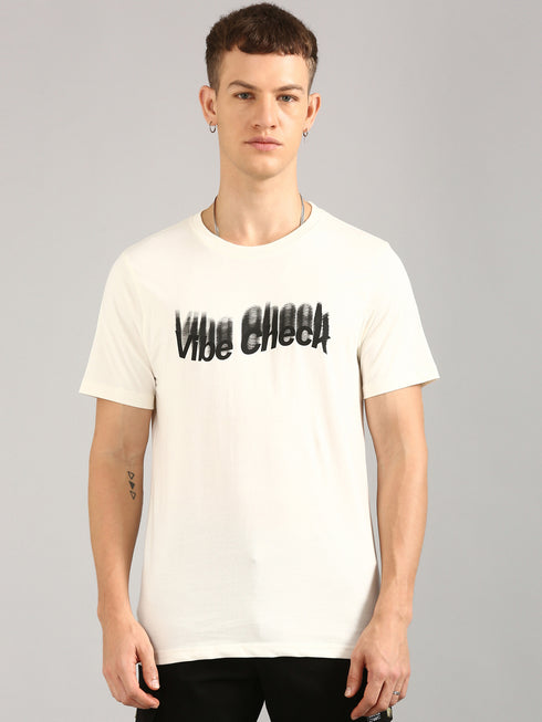 White Printed Regular Fit T-Shirt
